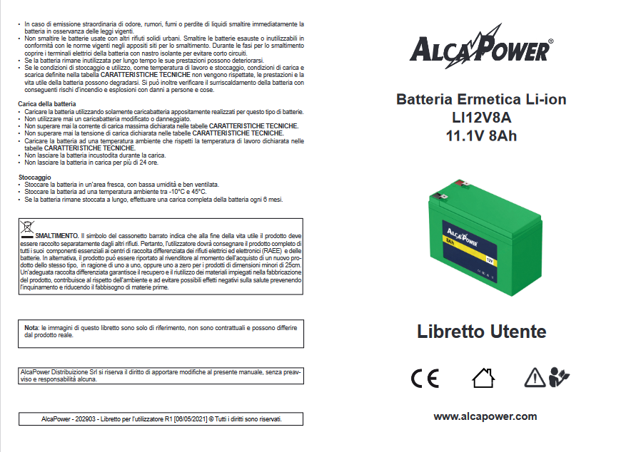 Hermetische Li-Ionen-Batterie 11,1 V 8 A - ALCAPOWER