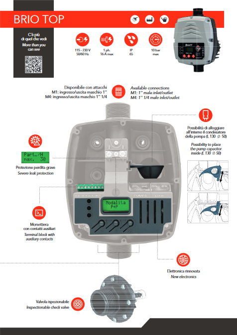 Digitaler elektronischer Druckschalter für Elektropumpen BRIO TOP 2.0
