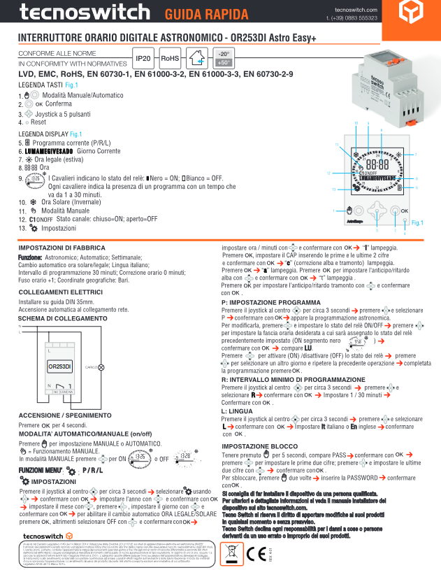 Interruttore orario digitale astronomico Tecno Switch