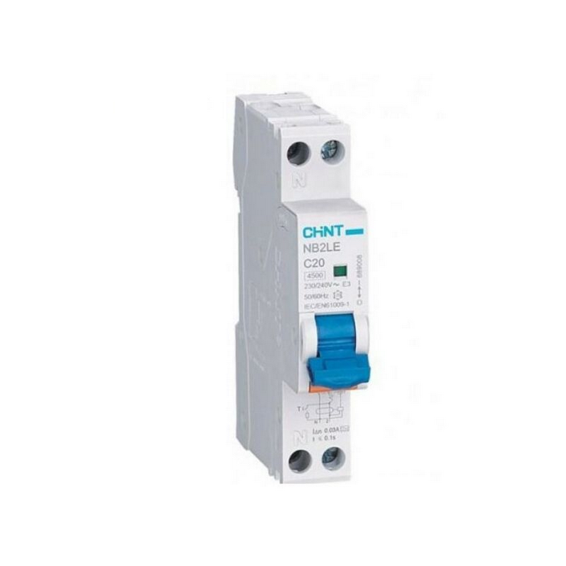 Interruttore magnetotermico differenziale 1 modulo 1P+N 30mA 6,0kA Curva C Tipo AC - CHINT