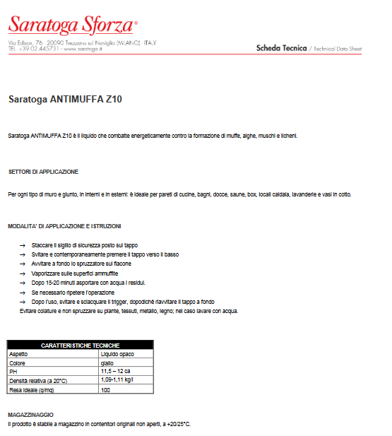 Antimuffa spray per tutte le superfici Z10 1LT SARATOGA