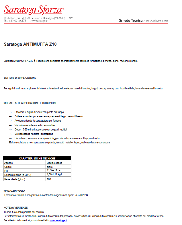 Anti-Schimmel-Spray für alle Oberflächen Z10 500 ml – SARATOGA