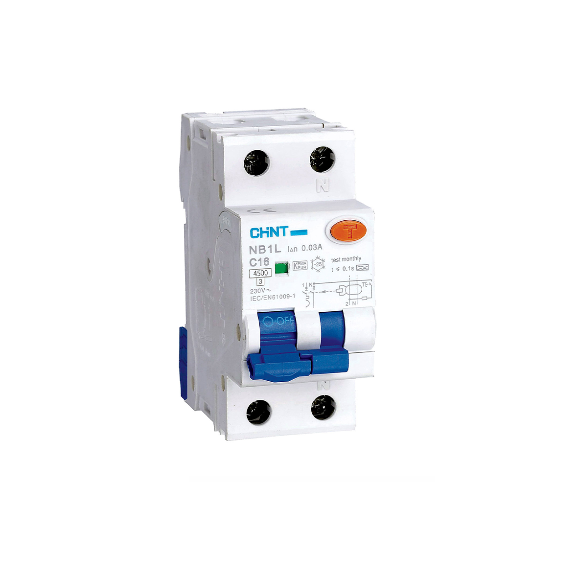 CHINT Interruttore magnetotermico differenziale 2 moduli 1P+N 30mA 4,5kA Curva C Tipo A