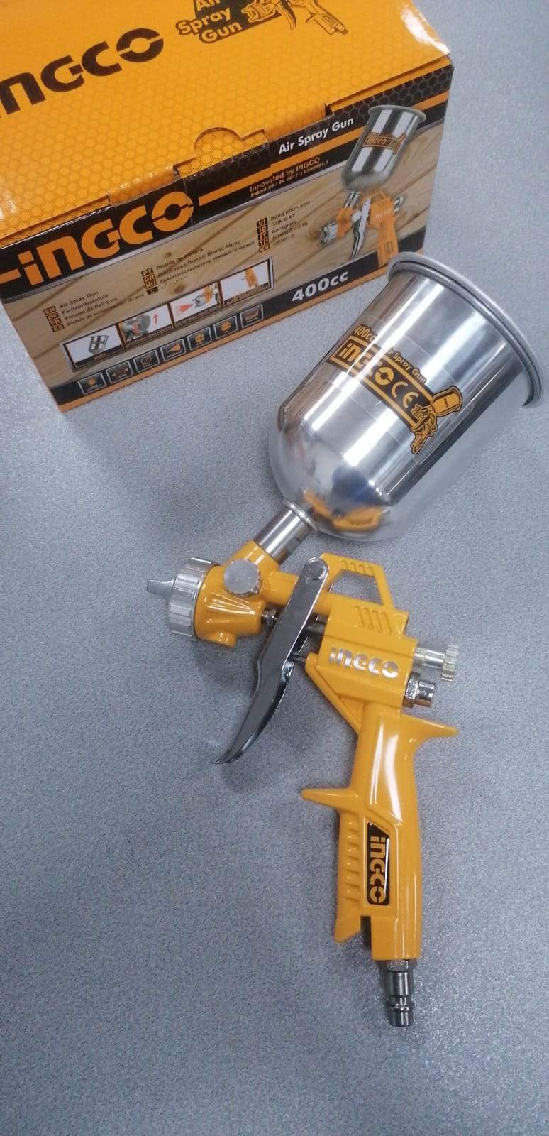 Ingco ASG4041 Pistola A Spruzzo Aerografo con Serbatoio Superiore 1,5 Mm 400 CC - La Fattoria