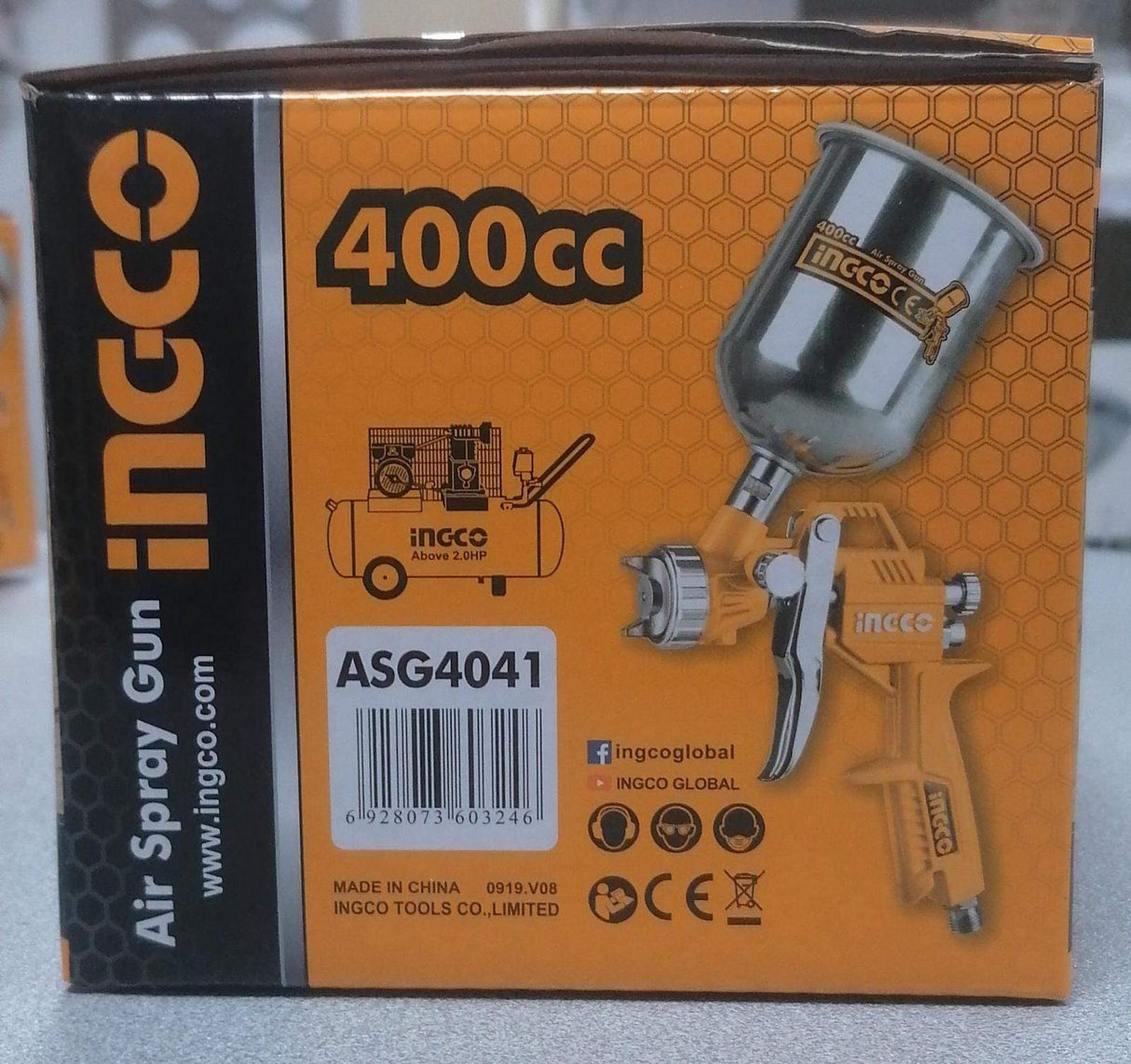 Ingco ASG4041 Pistola A Spruzzo Aerografo con Serbatoio Superiore 1,5 Mm 400 CC - La Fattoria