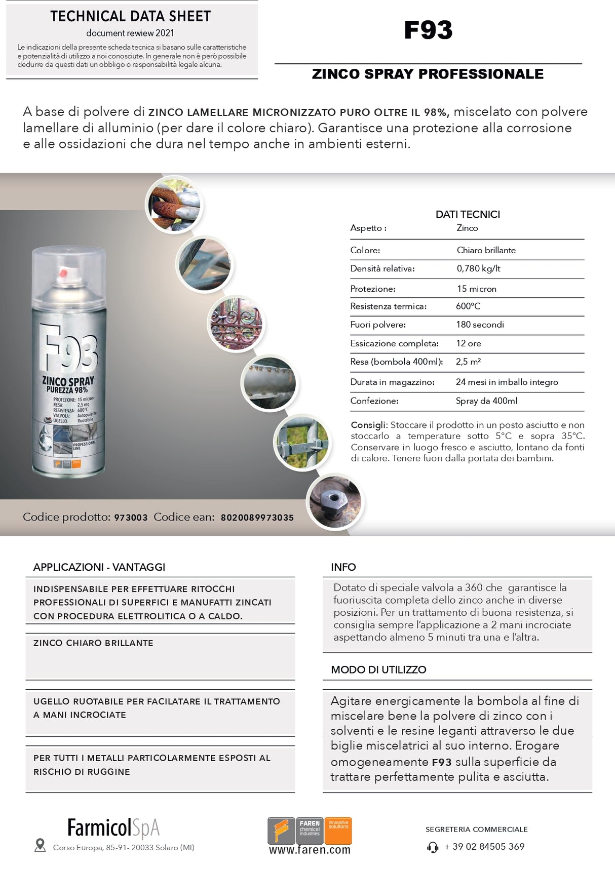 Faren F93 Professional Cold Zinc Spray 400ml