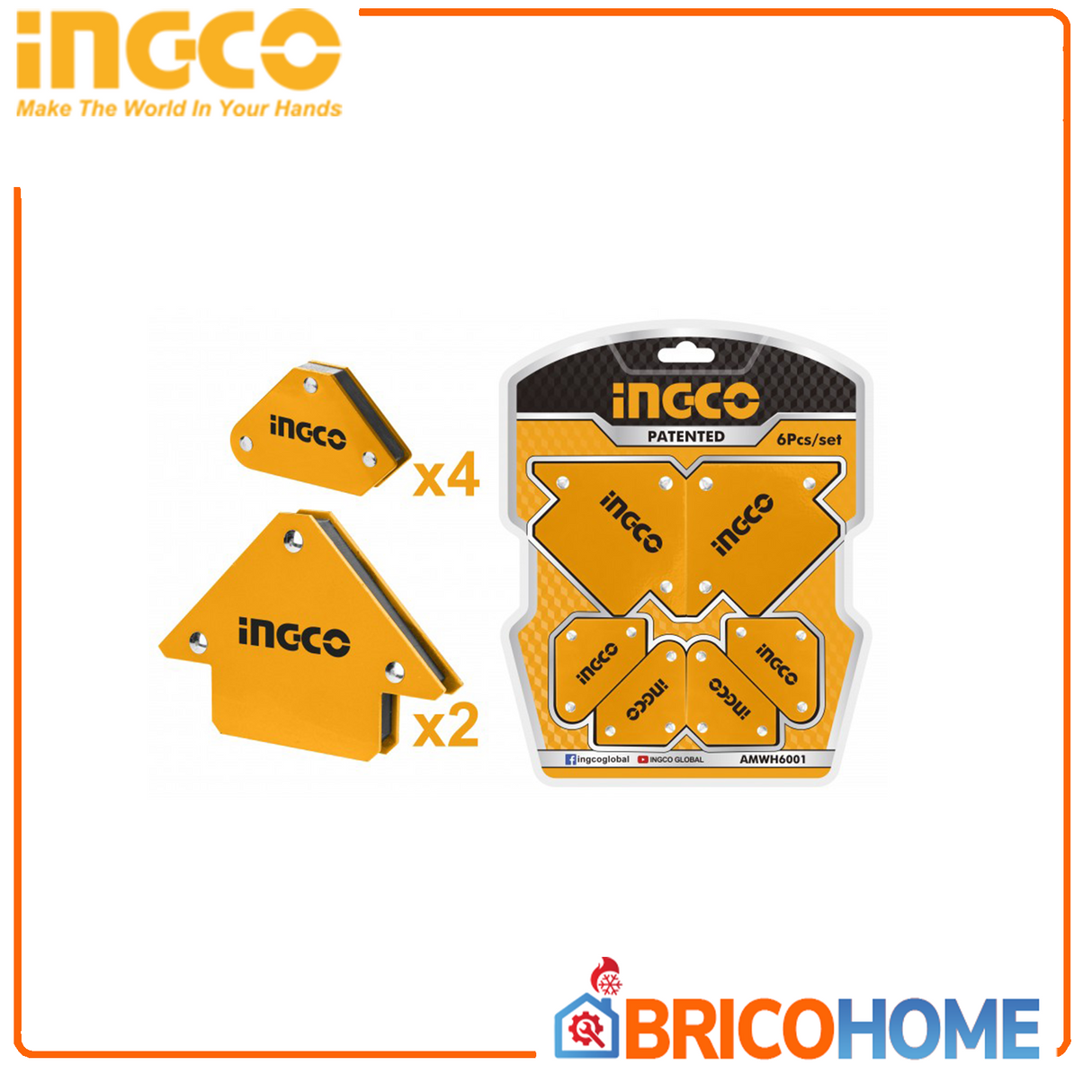 INGCO Set 6pz supporti magnetici per saldatrice