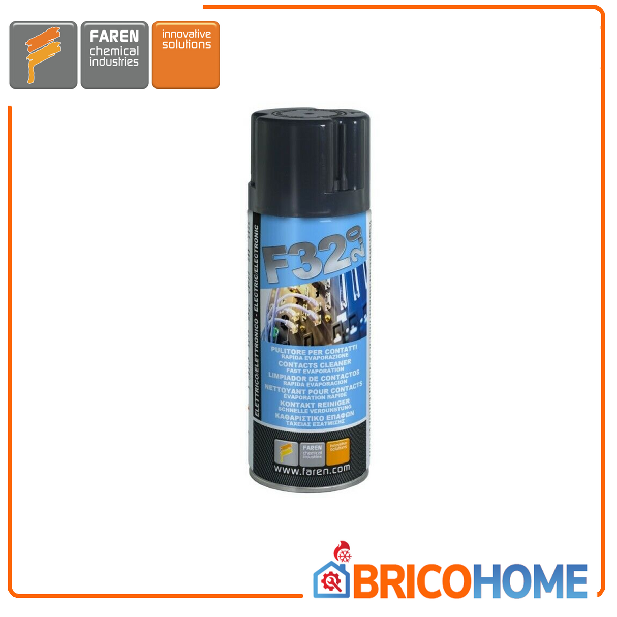 FAREN - Pulisci Contatti Secco F32 2.0 Spray 400ml | Rapida Evaporazione | Dielettrico 50.000V | Senza Residui