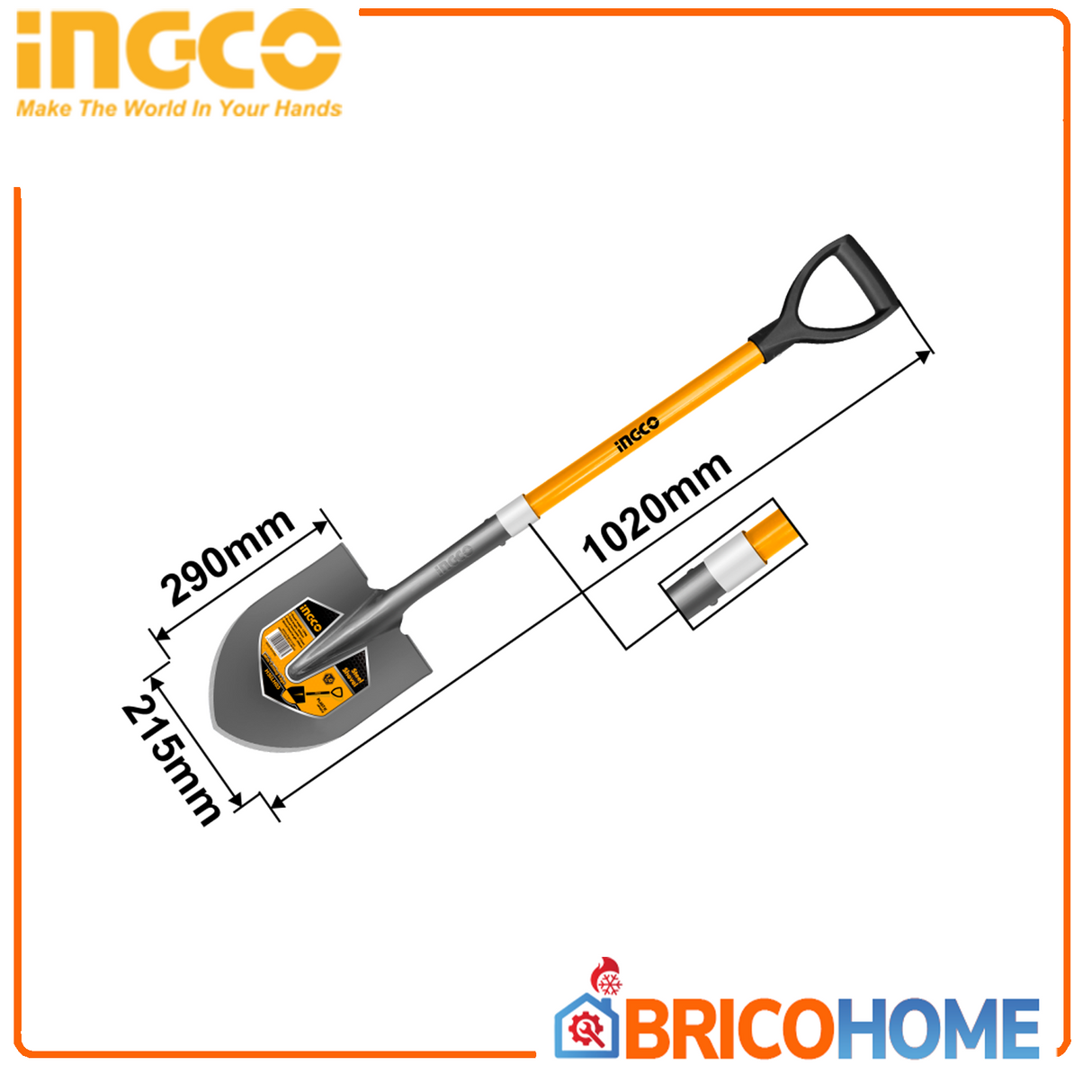 Spitzschaufel Schaufel mit Glasfaserstiel 100CM INGCO