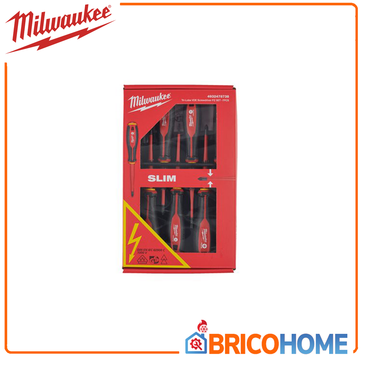 Giraviti isolati Milwaukee 1000V Tri-Lobe VDE Screwdriver PH SET - 7 pezzi