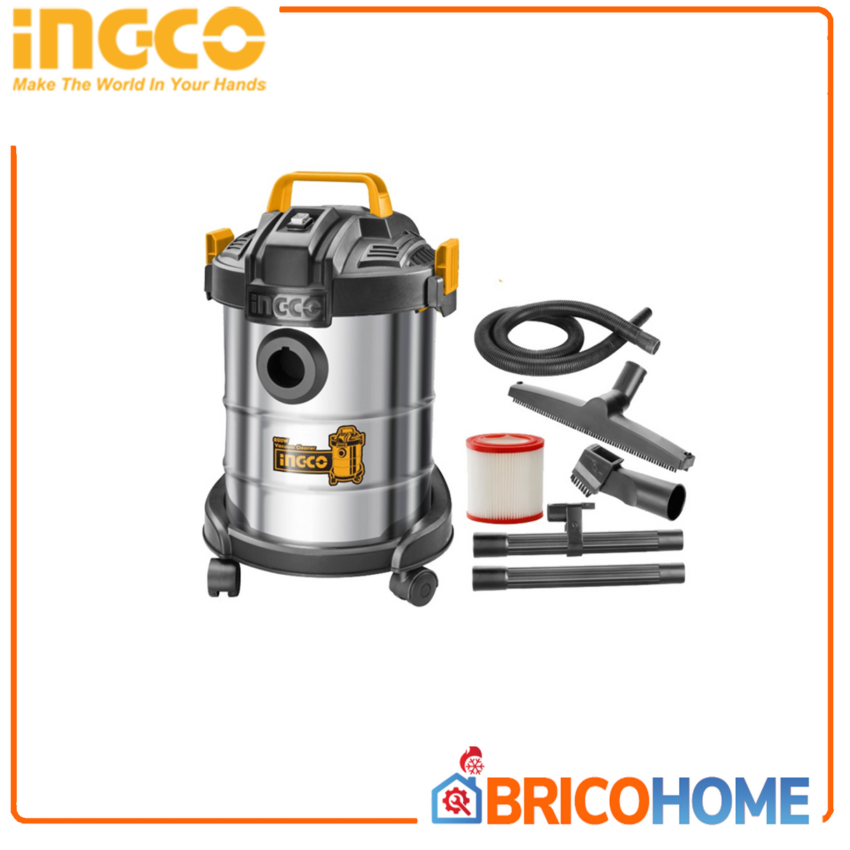 Aspirapolvere Aspiraliquidi 800W 12L INOX 800W INGCO