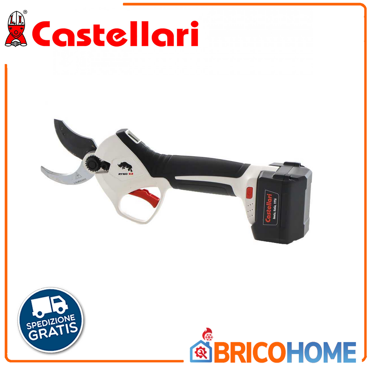 Forbice elettrica da potatura RYNO 63 - 2 Batterie - Taglio 37 mm - CASTELLARI