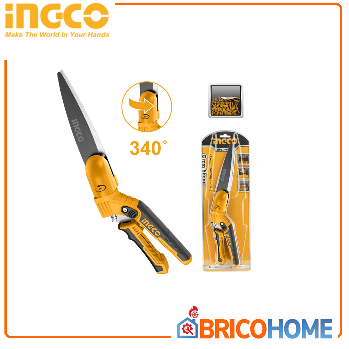 340° drehbare Grasschere