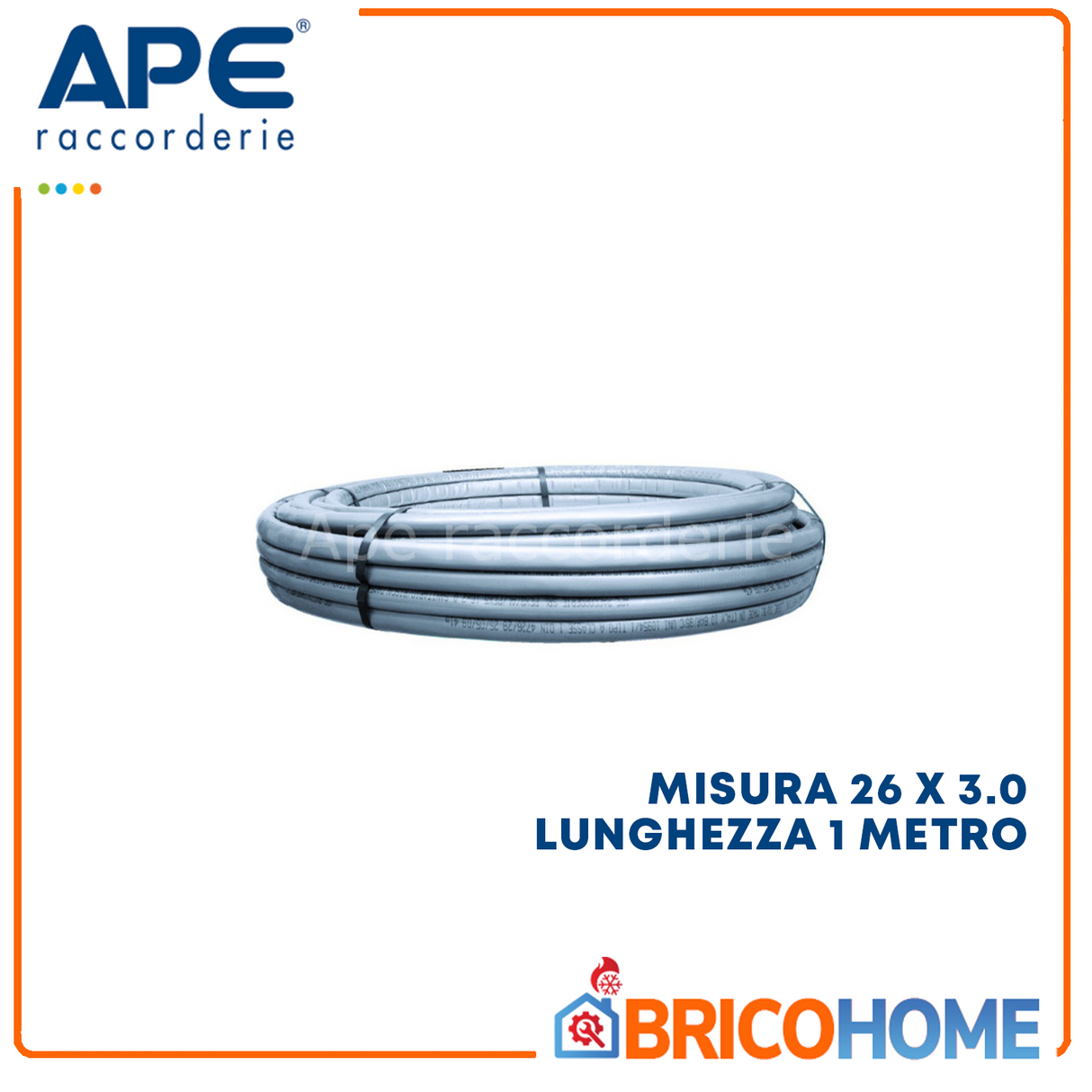 Coated multilayer pipe for heating and sanitary. Measures 26 x 3.0