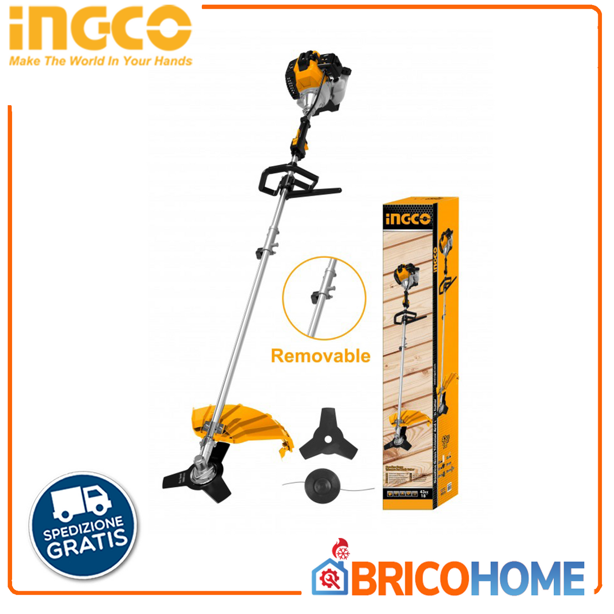 INGCO Decespugliatore a scoppio 42,7cc 1,25 kW - 2 HP