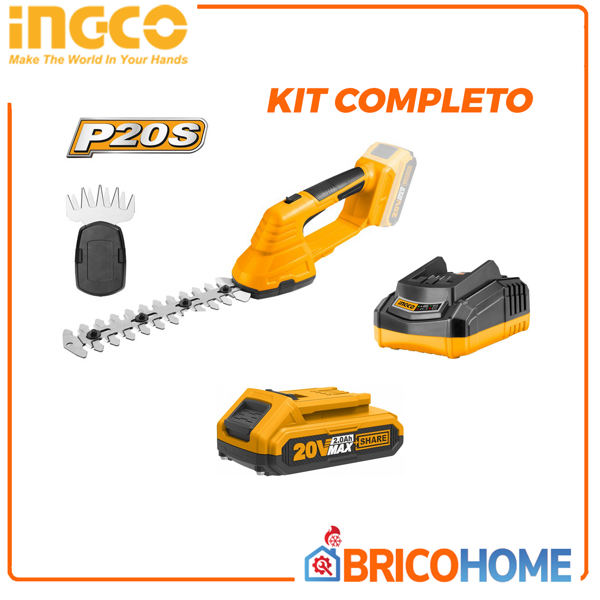 Kit Tagliasiepi a batteria 20V 2 Ah - INGCO