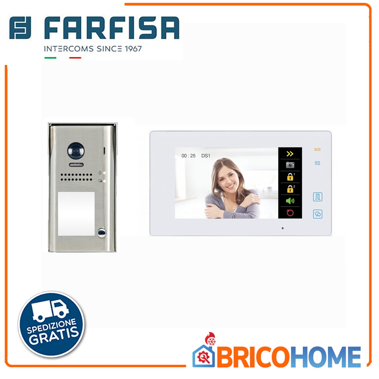 Kit videocitofono 2 fili connesso wifi - Farfisa 1SEK/MEW