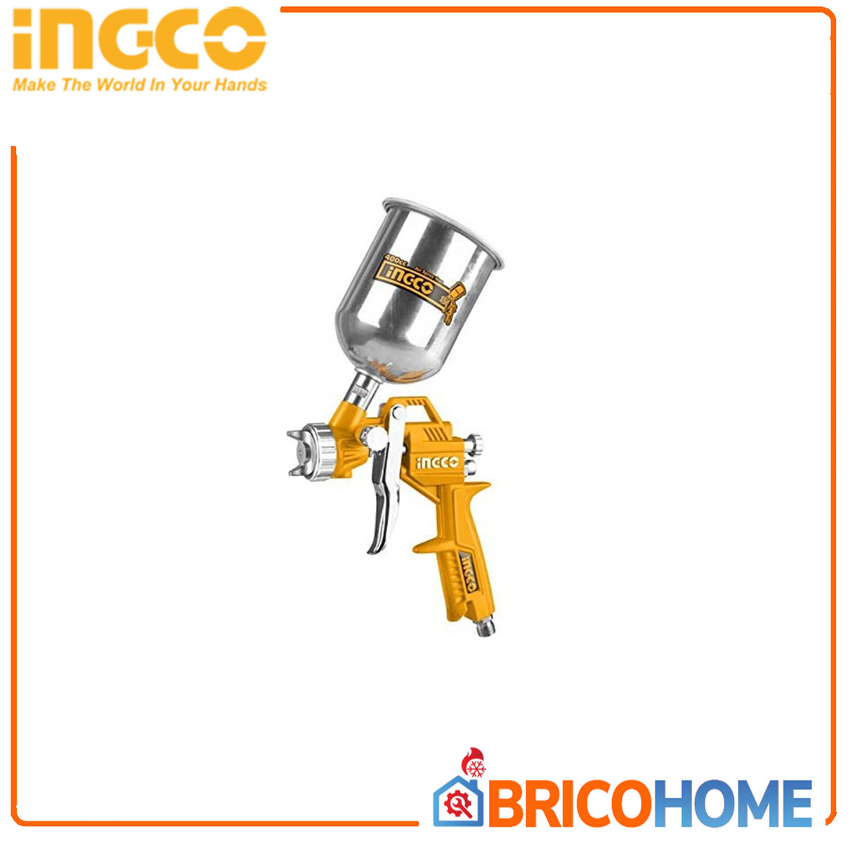 Aerografo con serbatoio inox superiore 400cc ugello 1,5 mm INGCO