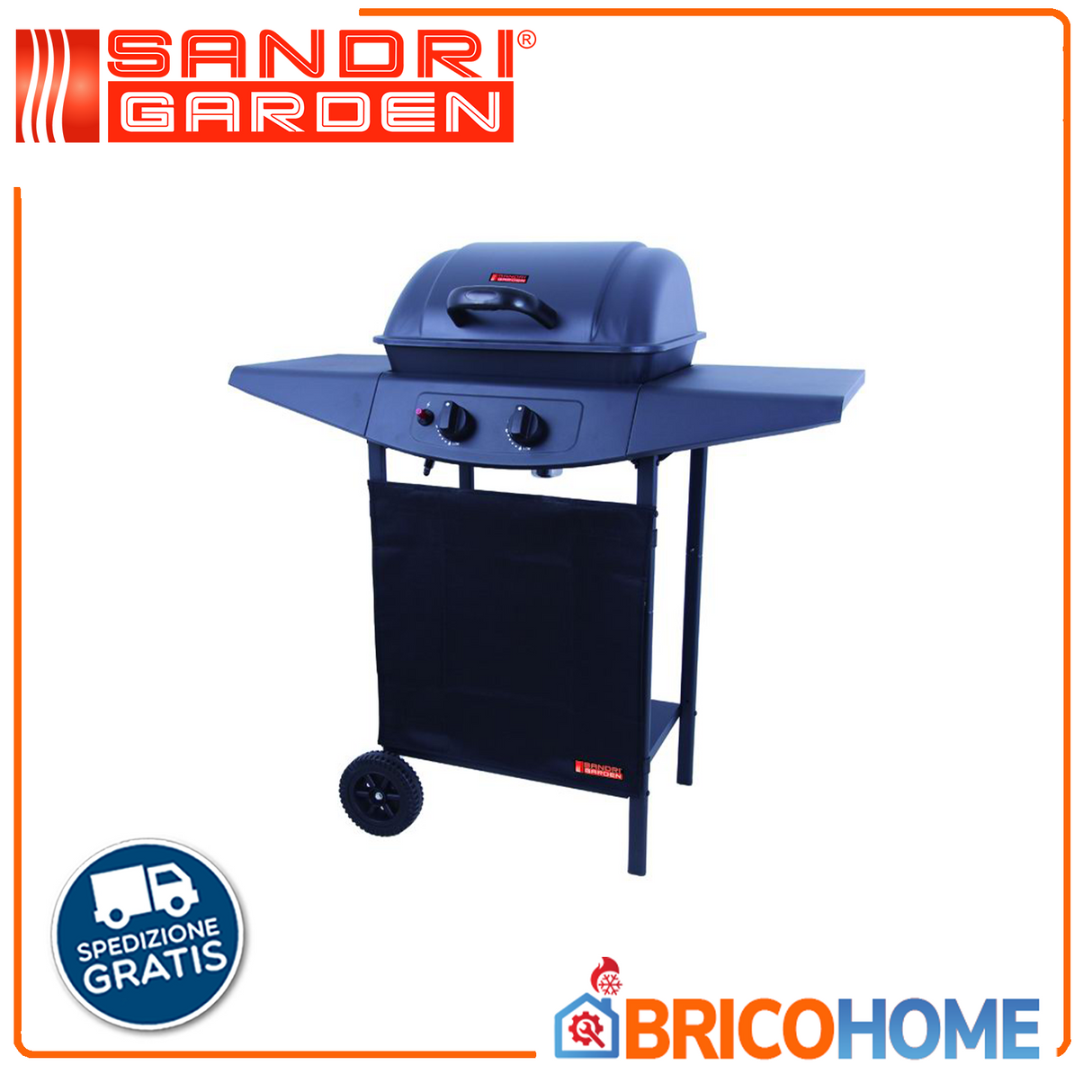 Barbecue a gas 2 fuochi in acciaio 5kw - Argentina Sandri Garden