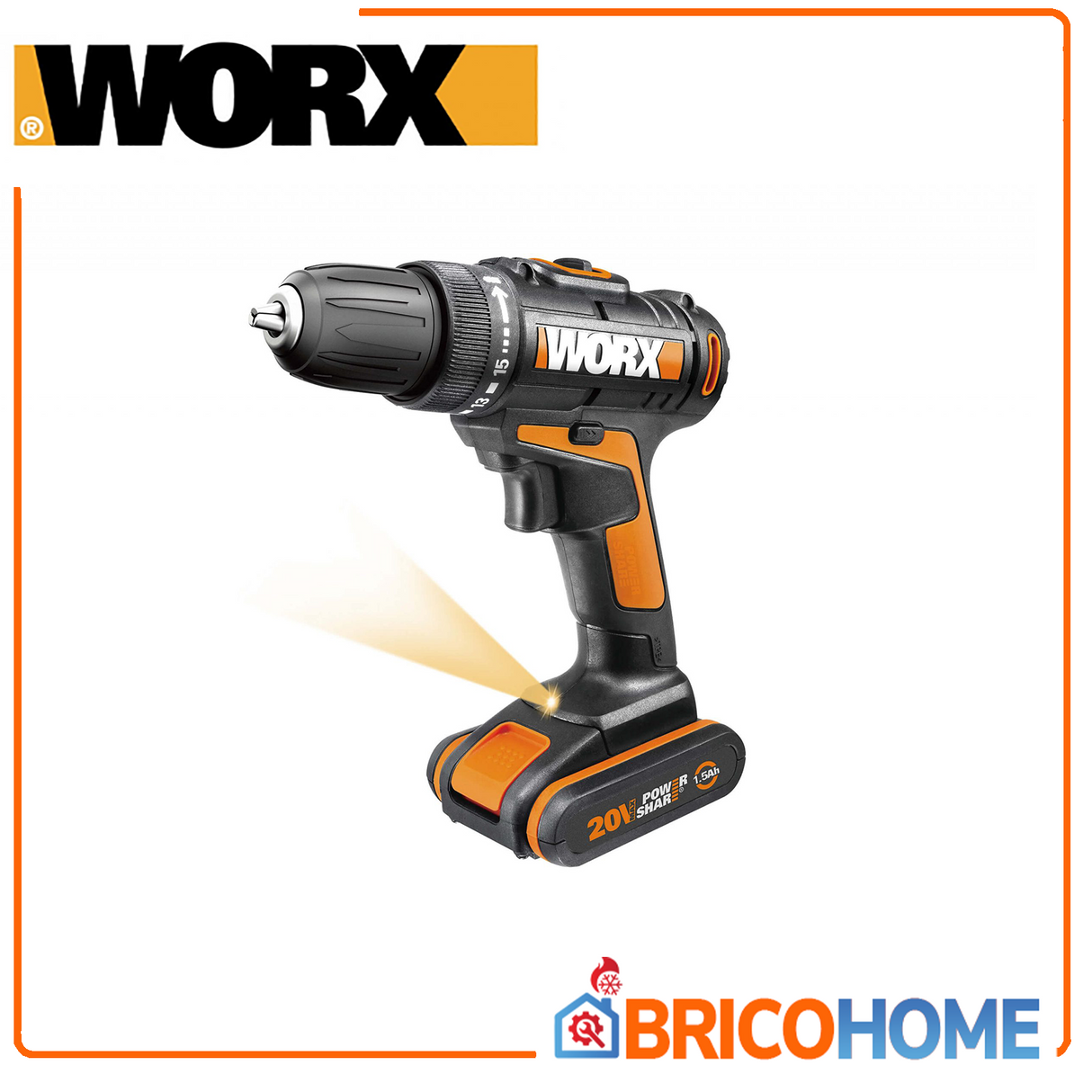 WORX WX101 – Trapano Avvitatore a Batteria 20V | 2 Batterie + Borsa