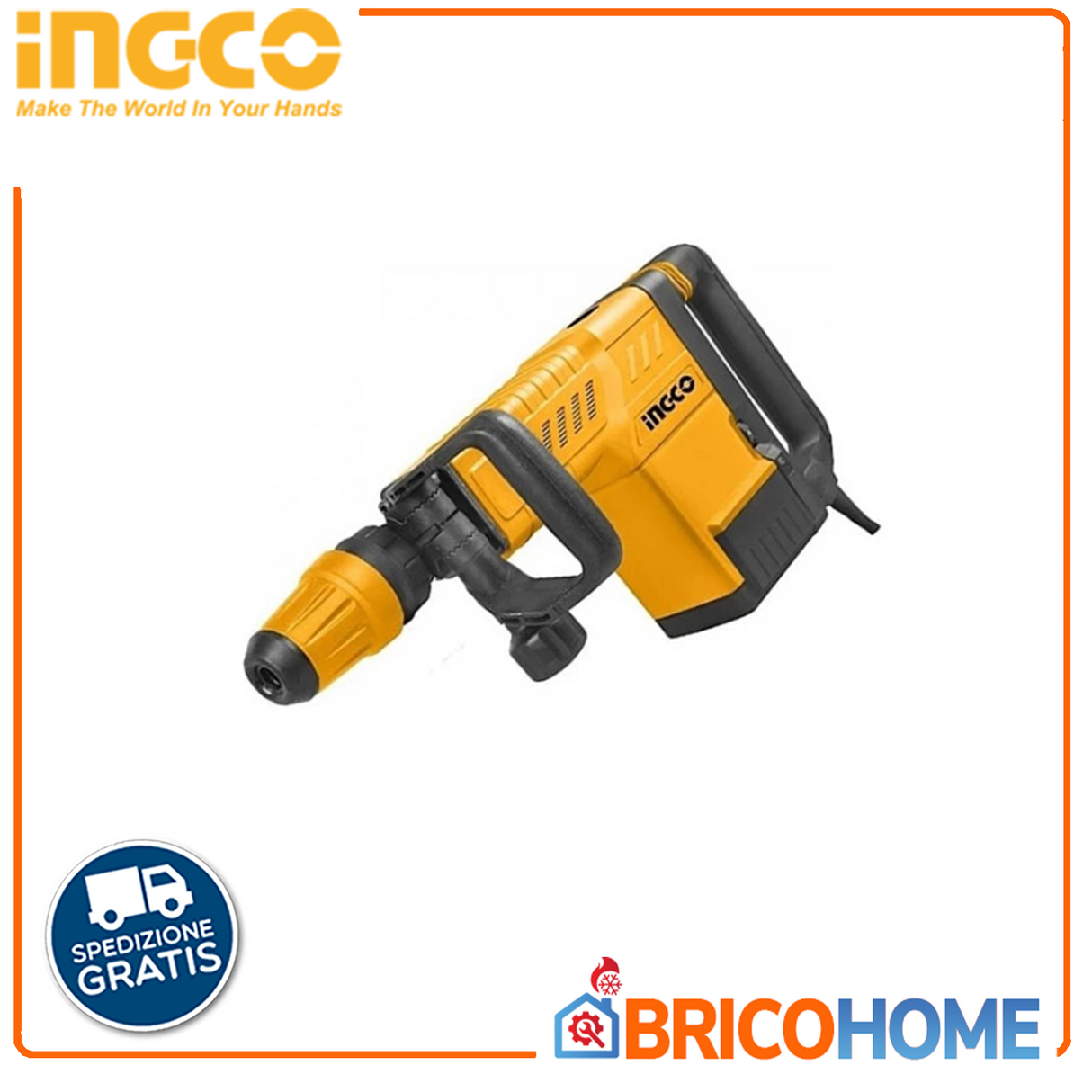 SDS-MAX 1500W demolition hammer in case + 2 INGCO chisels