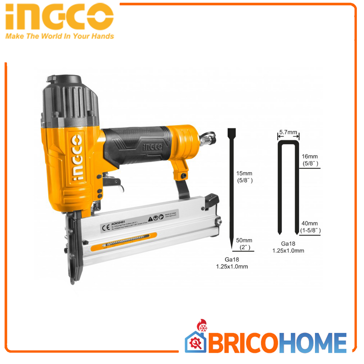 INGCO 2 in 1 pneumatic stapler nailer