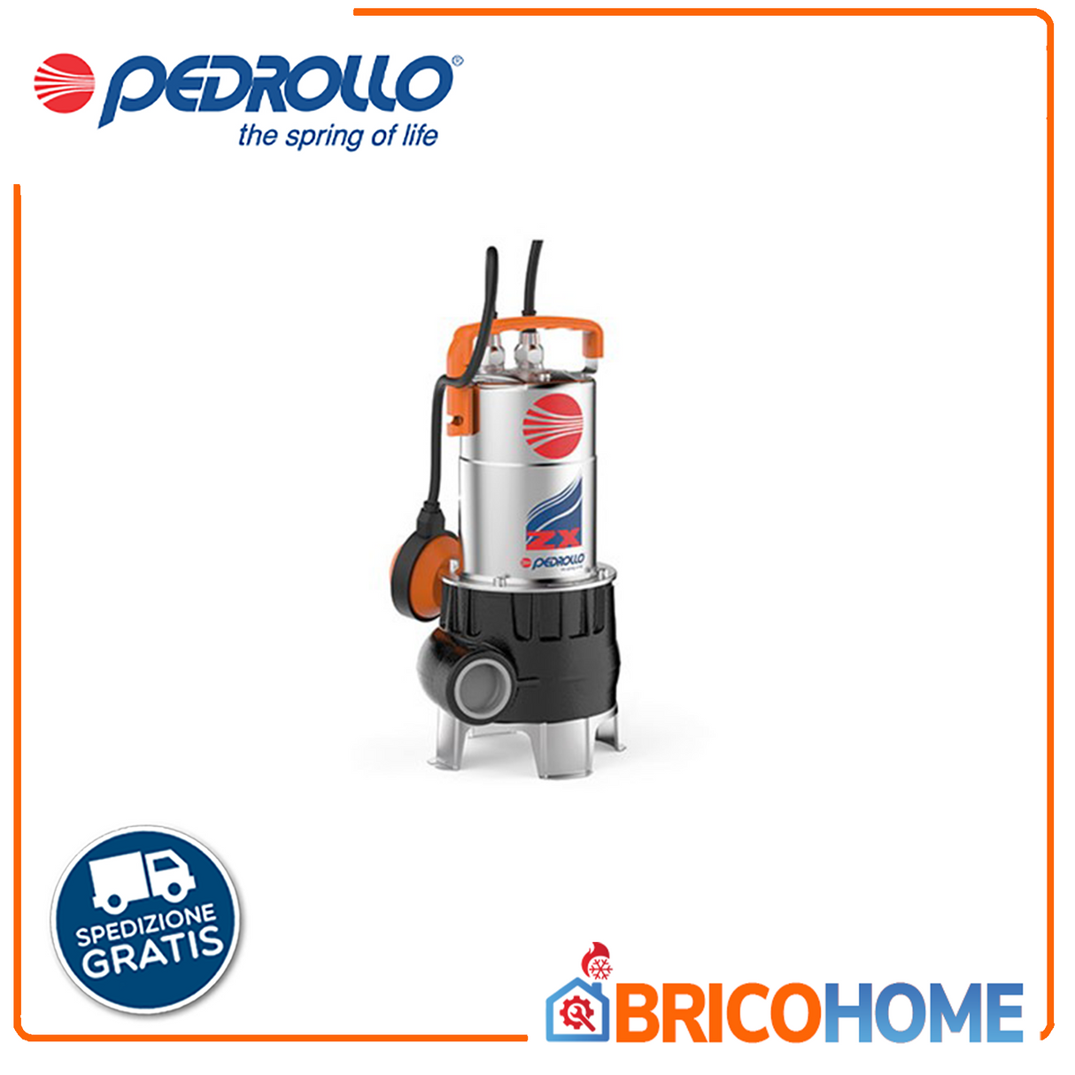 Elektrische Tauchpumpe PEDROLLO ZXm1A/40 VORTEX zur Entwässerung von Senkgruben und Abwässern