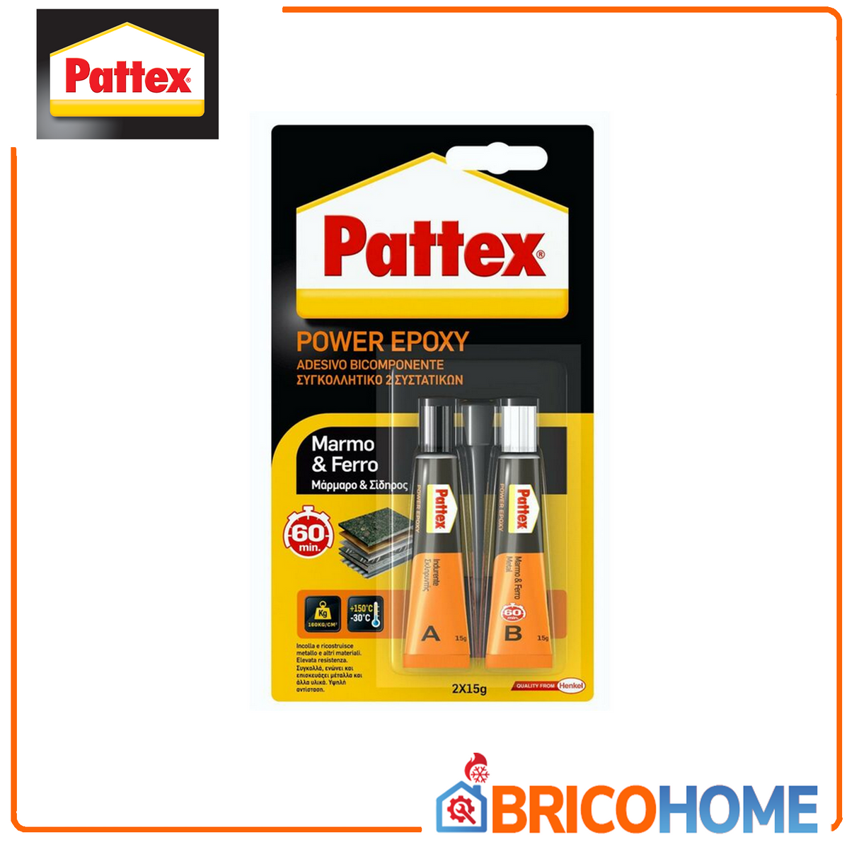 Adesivo epossidico bicomponente per marmo e ferro 2x15gr - Pattex