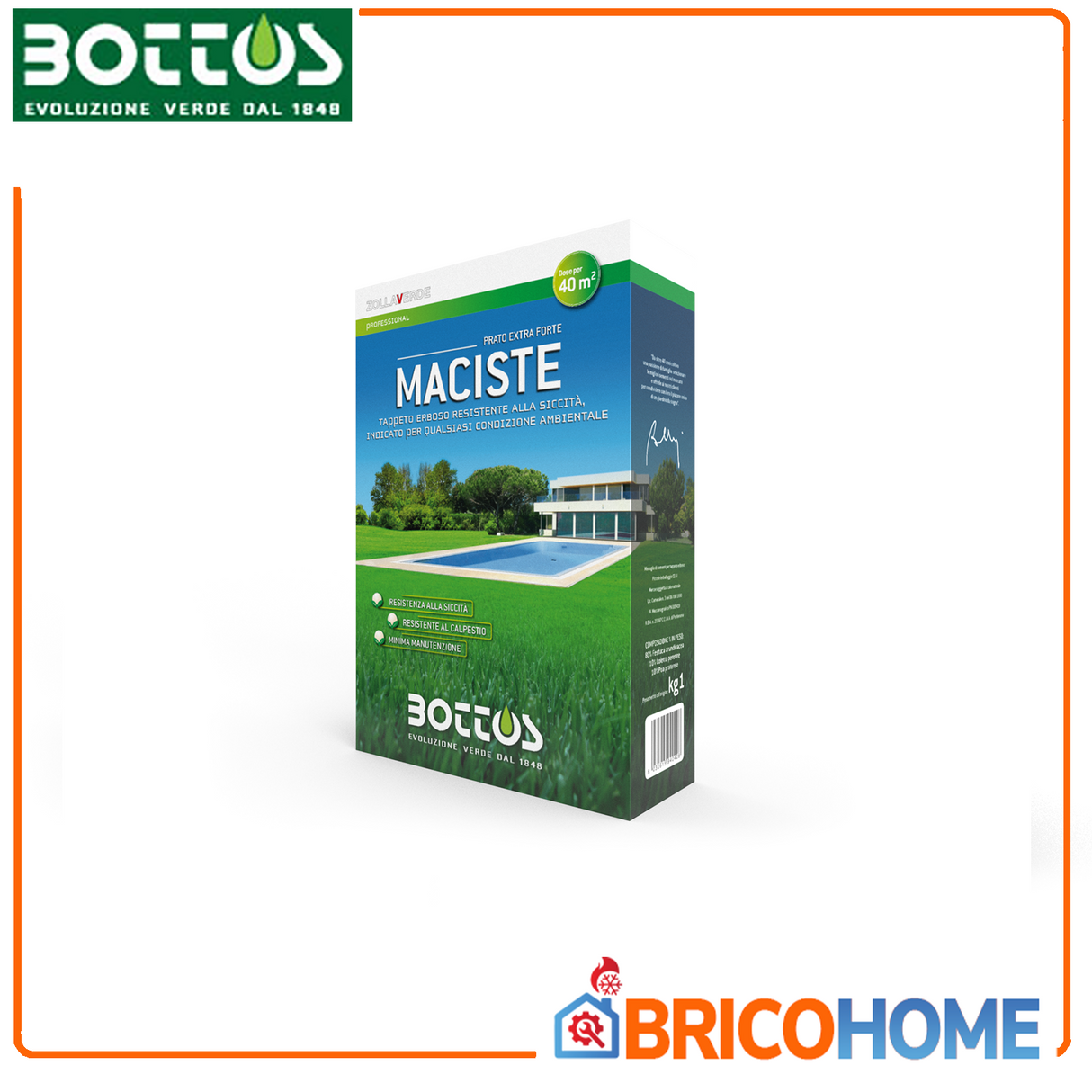 Maciste - Sementi per tappeto erboso - Ideale per zone aride - 1 Kg Bottos