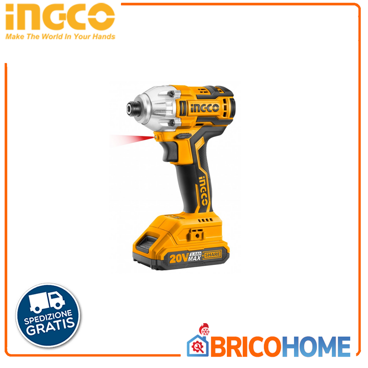 INGCO 1/4'' bürstenloser Schlagschrauber mit 2 2Ah Akkus + Tasche