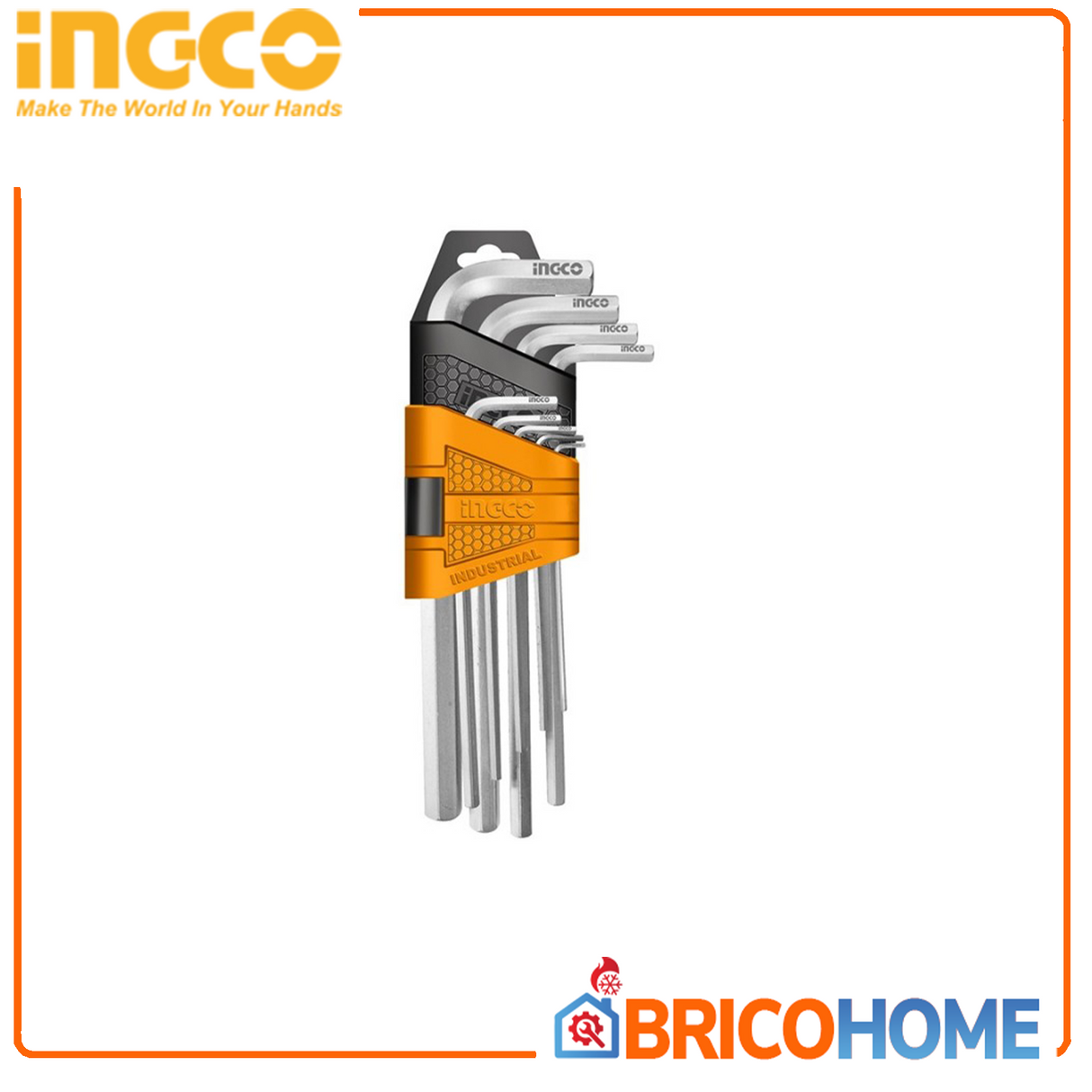 Set of 9 short hexagonal keys - INGCO