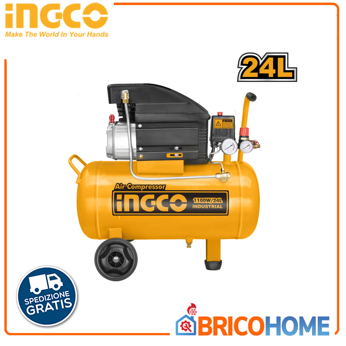 24-Liter-Luftkompressor mit 1,5 PS – INGCO