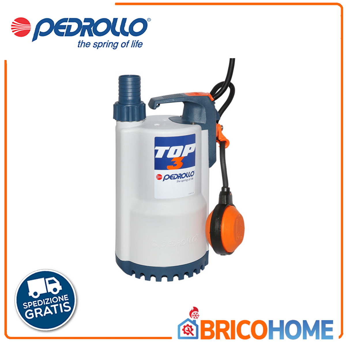 Elettropompa sommergibile per drenaggio acque chiare 0,75HP TOP3 PEDROLLO