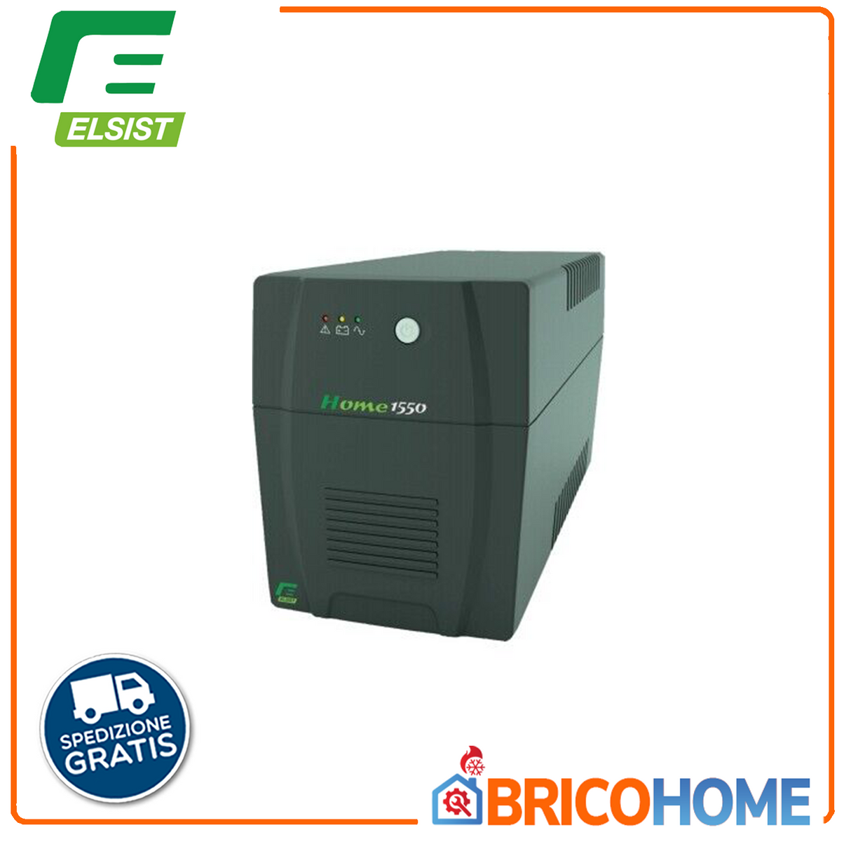 UPS Gruppo di continuità 1550 VA 1 uscita Shuko Nero Elsist HOME1550