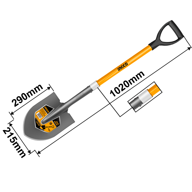 Spitzschaufel Schaufel mit Glasfaserstiel 100CM INGCO