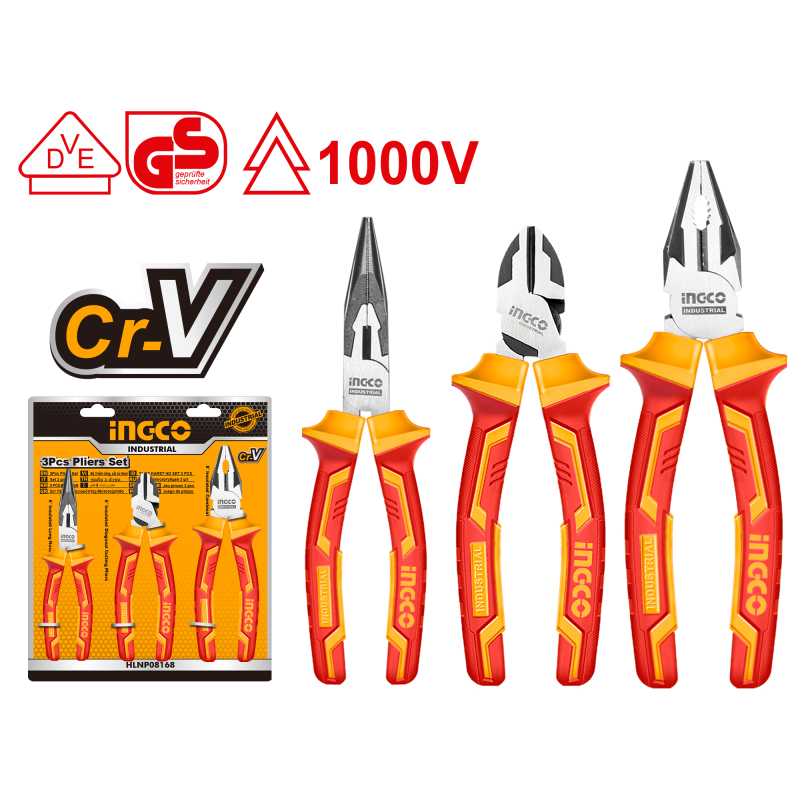 Insulated pliers set 1000V 3pcs INGCO