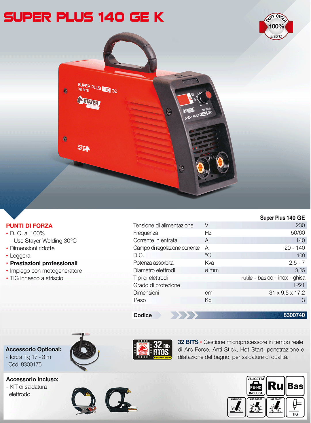 Saldatrice inverter 140A STAYER Super Plus 140 GE K