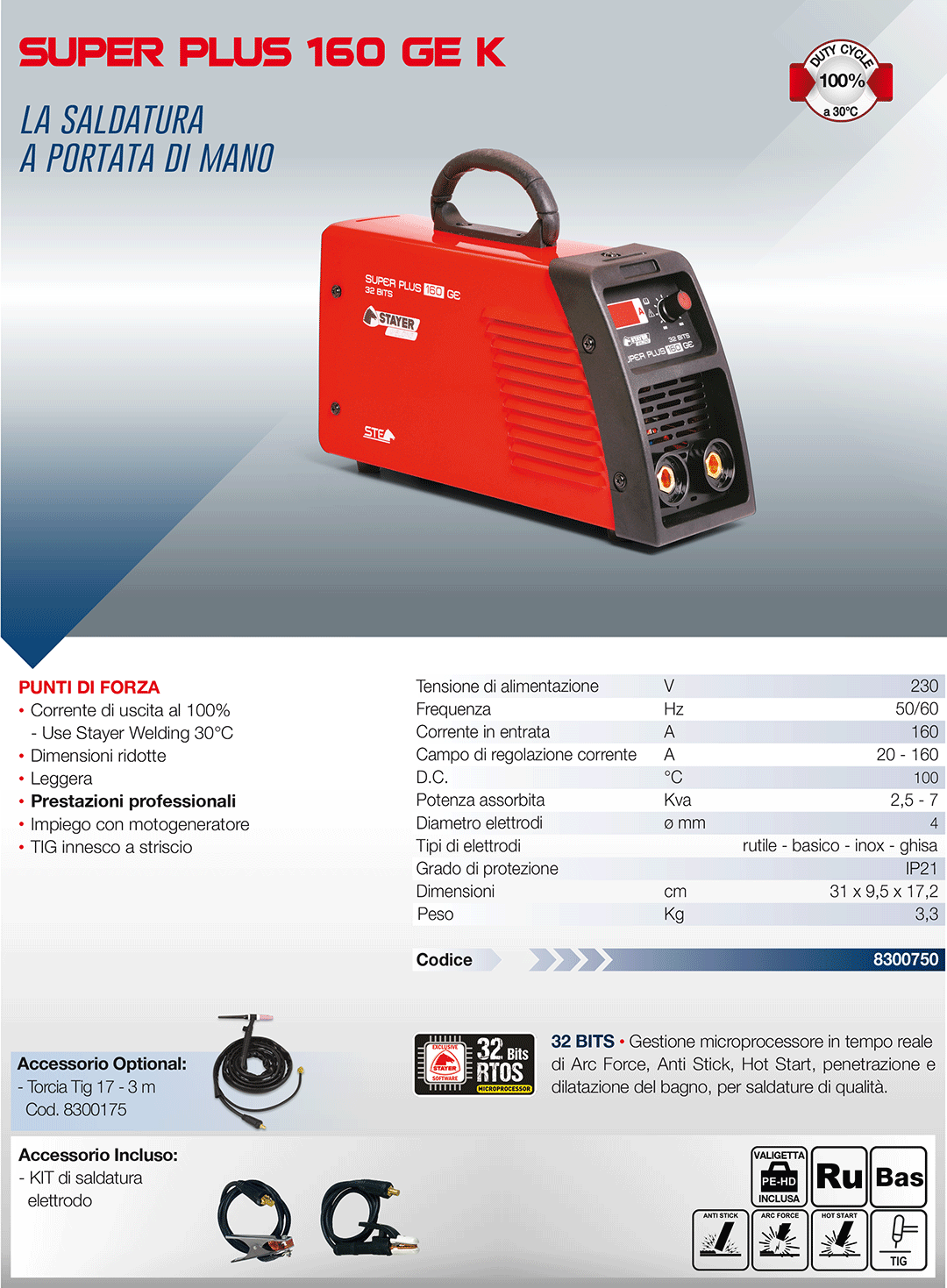 Saldatrice inverter 160A STAYER Super Plus 160 GE K