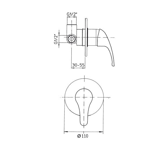 Miscelatore monocomando incasso per doccia - Ecoline GS