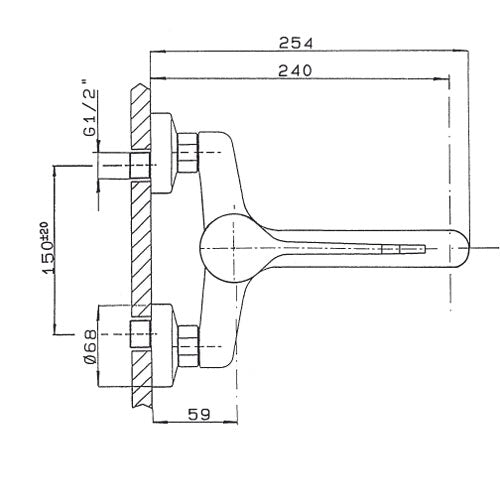 Miscelatore monocomando a parete per lavello - Ecoline GS