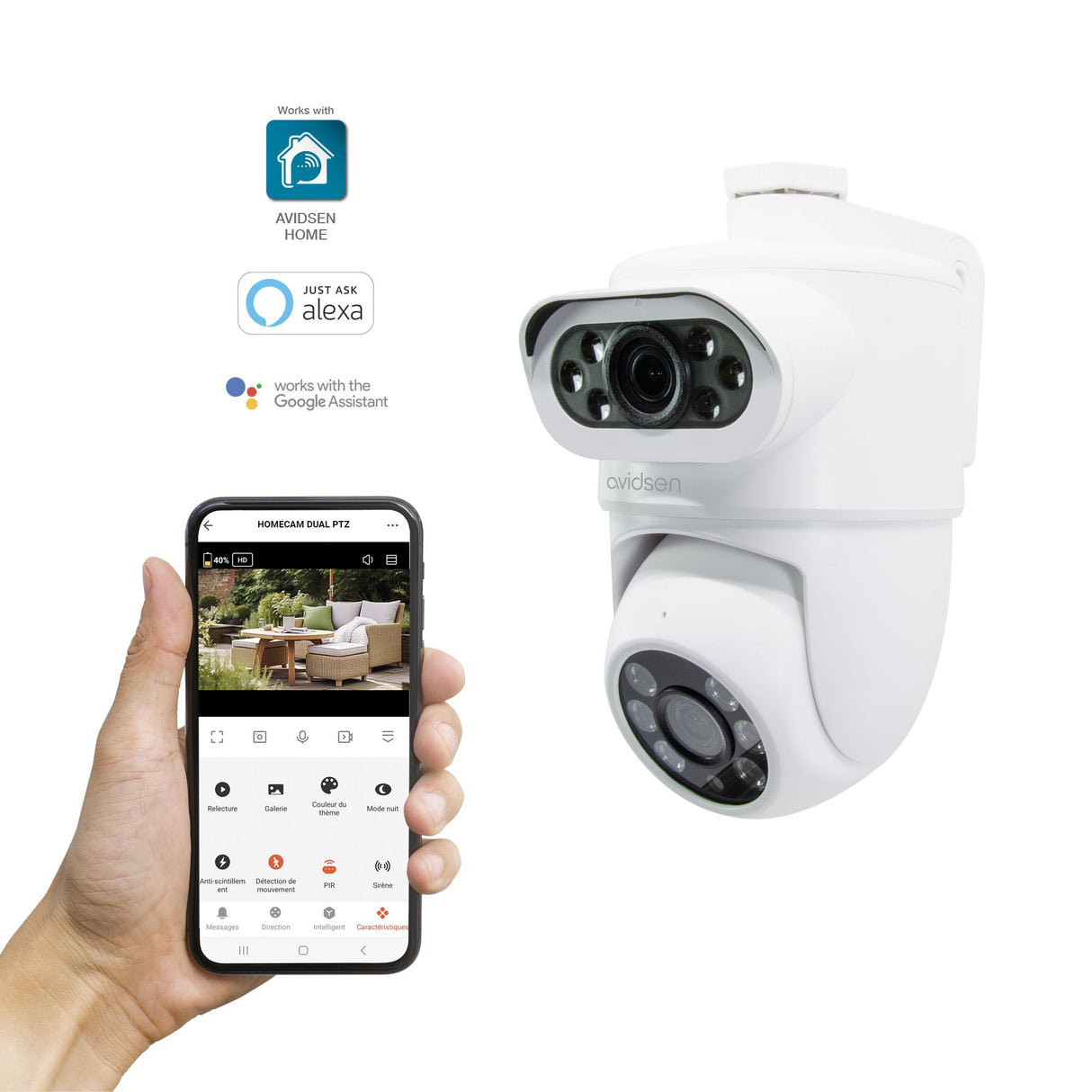 Avidsen Telecamera IP motorizzata 2K per esterni con doppio obiettivo HomeCam Dual PTZ 127156