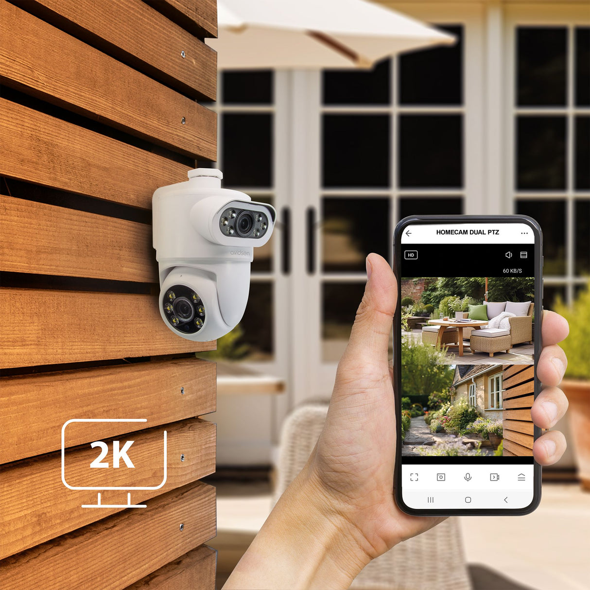 Avidsen Telecamera IP motorizzata 2K per esterni con doppio obiettivo HomeCam Dual PTZ 127156