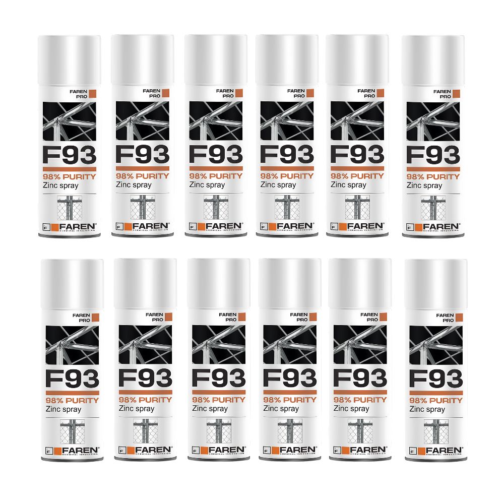 FAREN F93 Zinco Spray Zincante a freddo Professionale 400ml (Confezione da 12pz)