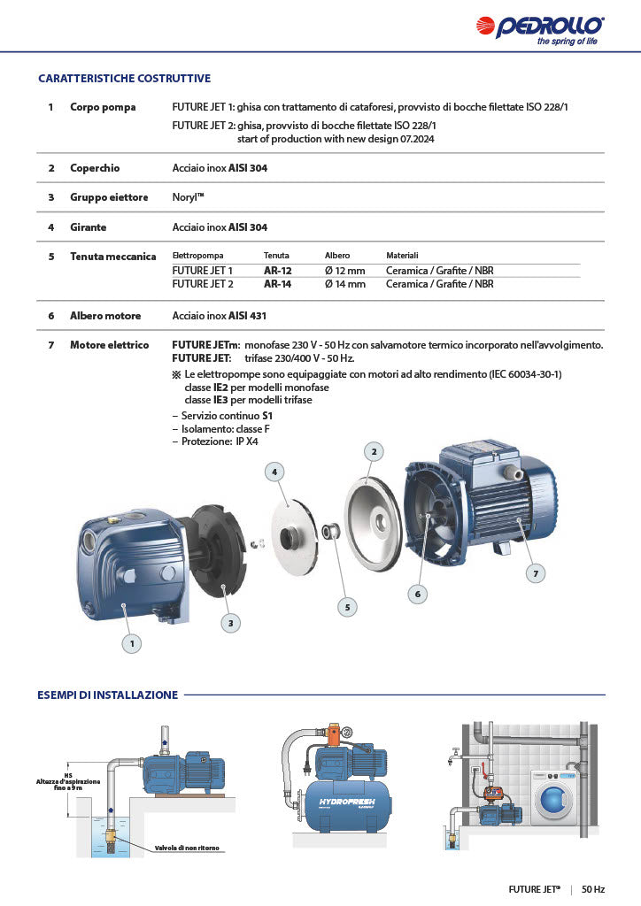 PEDROLLO Elettropompa Autoadescante FUTURE JETm 2A | 1,25 HP | 120 L/min | Autoclave
