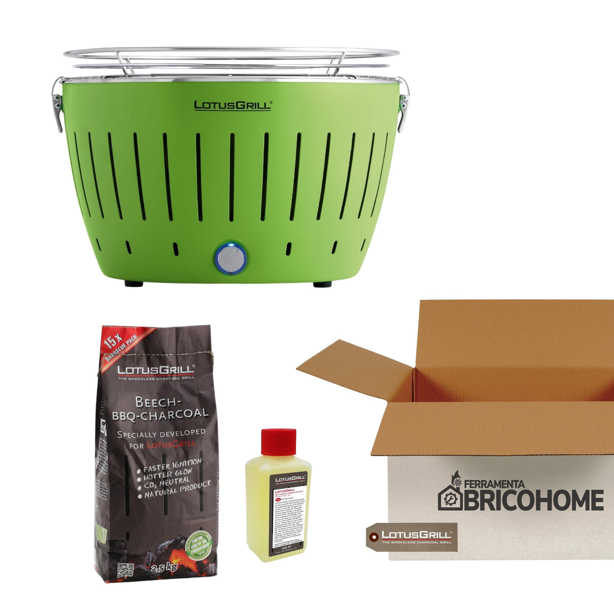 Kit Lotusgrill Barbecue da tavolo CLASSIC + Carbone di Faggio + Gel Combustile [BUNDLE]