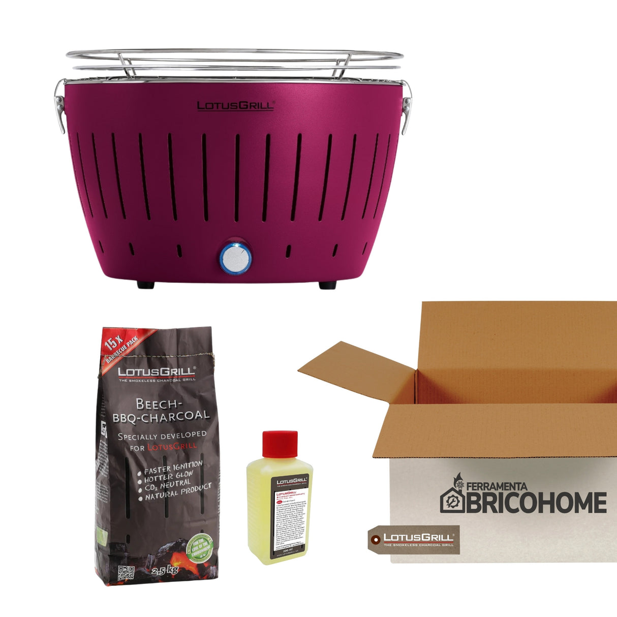 Kit Lotusgrill Barbecue da tavolo CLASSIC + Carbone di Faggio + Gel Combustile [BUNDLE]