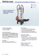 Elettropompe sommergibili TRITUS-INOX con trituratore per acuqe cariche TIGm 0.75 0.75 1