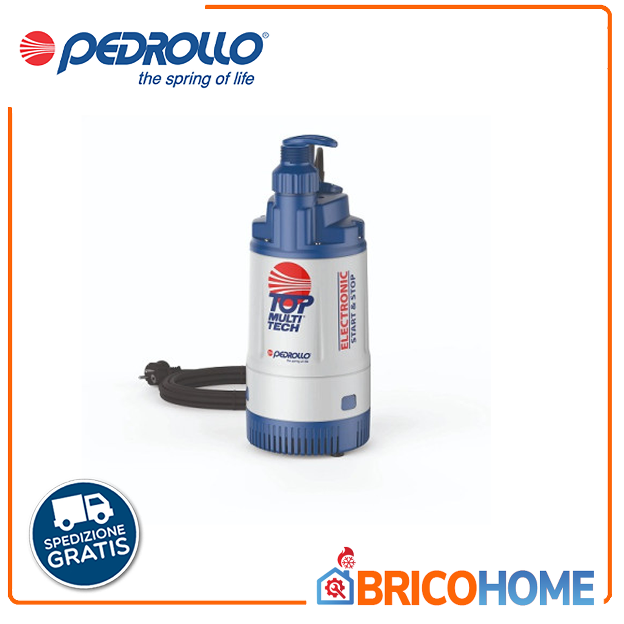 Elettropompa sommergibile multigirante automatica PEDROLLO TOP MULTI TECH 3 - 0.75HP