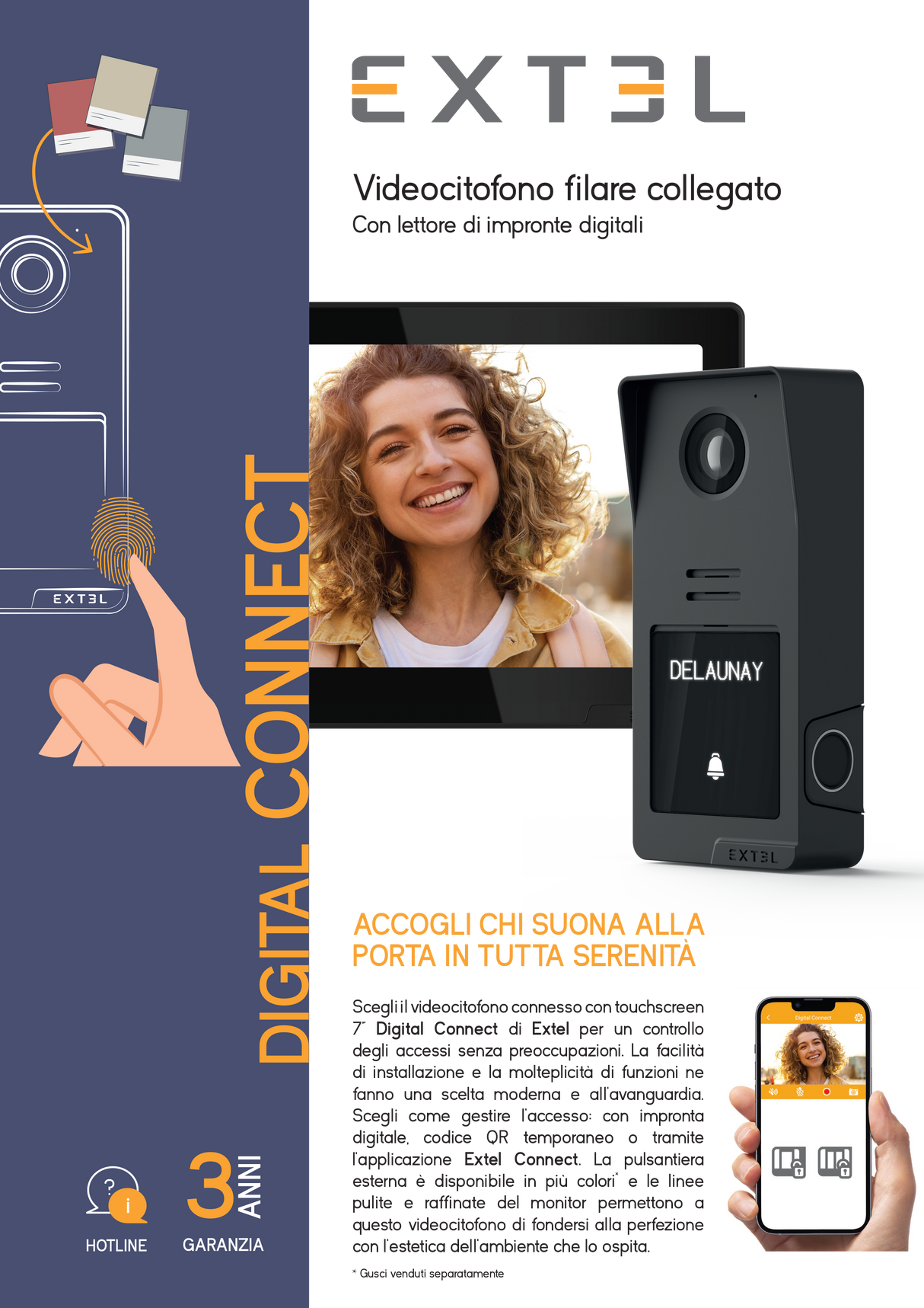 Extel Videocitofono cablato connesso con accesso tramite impronta digitale e generazione codici QR