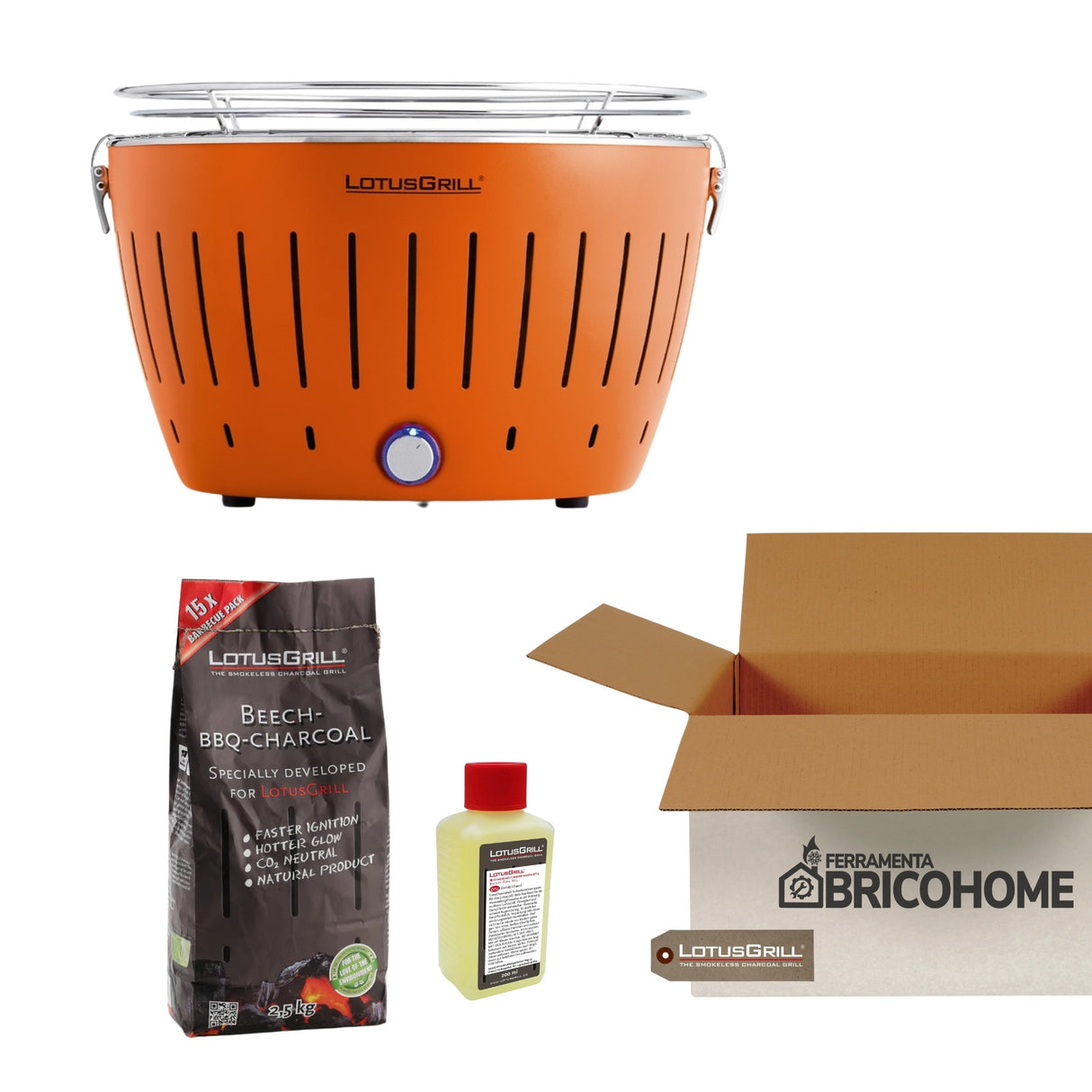 Kit Lotusgrill Barbecue da tavolo CLASSIC + Carbone di Faggio + Gel Combustile [BUNDLE]